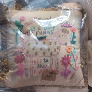 Natural Life Colorful Dog Embroidered Pillow